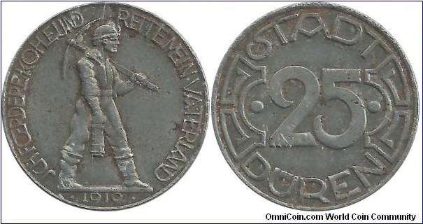 Germany-Notgeld 25 Pfennig 1919 - Düren (Rhineland)