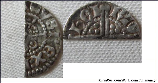 Henry III long cross penny, cut into half, high grade details.
