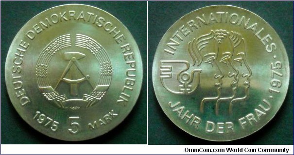 German Democratic Republic (East Germany) 5 mark.
1975, International Women's Year.