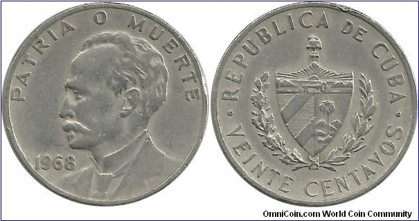 Cuba 20 Centavos 1968