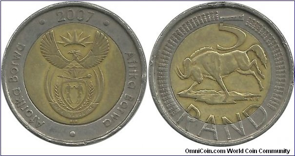 SouthAfrica 5 Rand 2007 (Tswana-Sotho)