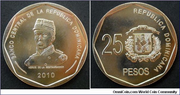 Dominican Republic.
25 pesos.
2010, Cu-ni.