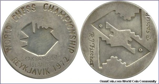 Iceland Medallion - 1972 World Chess Championship-Reykjavik (Ag)