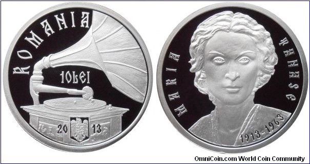 10 Lei - 100th anniversary of the birth of Maria Tanase - 31.1 g 0.999 silver Proof - mintage 500 pcs only