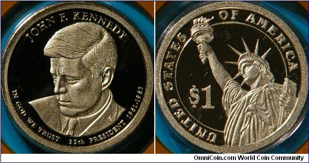 Kennedy (JFK), 35th president, $1 coins series.  The youngest man elected president