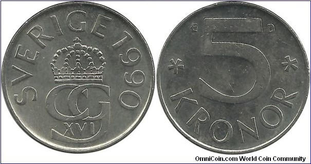 Sweden 5 Kronor 1990