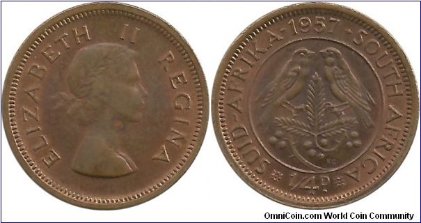 SouthAfrica-British ¼ Penny 1957