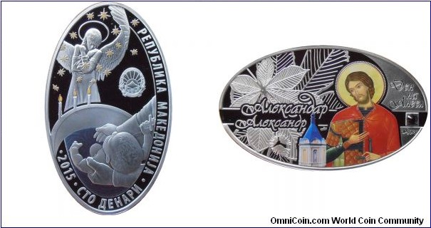 100 Denars - Angel's day - Alexander - 28.28 g 0.925 silver Proof (with one Swarovski crystal) - mintage 5,000
