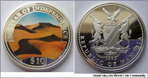 Namibia 5th year Independence Silver Coin