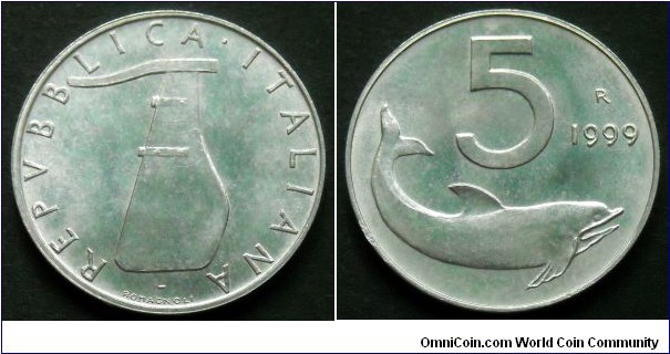 Italy 5 lire.
1999, Only issued in sets. Mintage: 51.800 pieces.