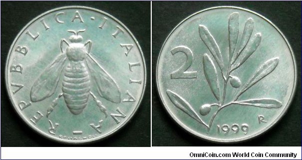Italy 2 lire.
1999, Only issued in sets. Mintage: 51.800 pieces.