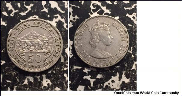 1963 50 cents Queen Elizabeth east Africa Coin