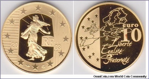 2003 France 10 Euro Gold Proof