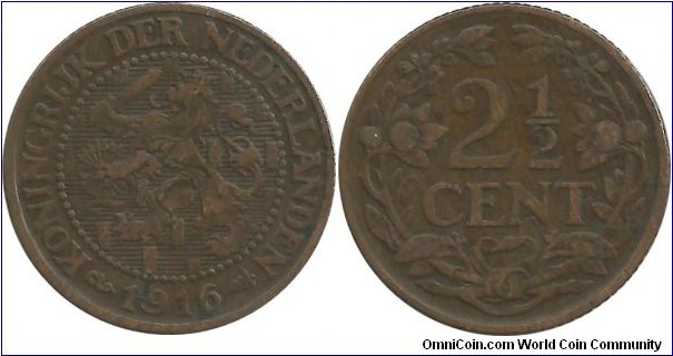 Nederland 2½ Cent 1916