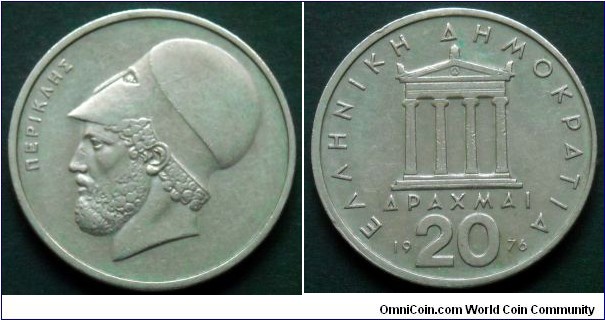 Greece 20 drachmai.
1976