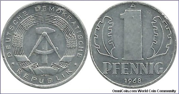 DDR 1 Pfennig 1968A