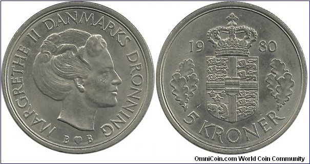 Denmark 5 Kroner 1980