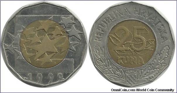 Croatia 25 Kuna 1999-European Monetary Union