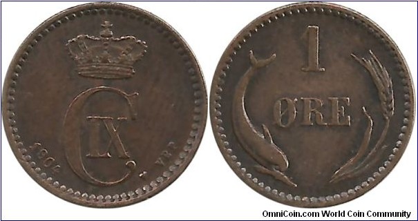Denmark 1 Øre 1904-Christian IX
