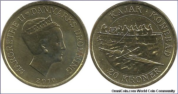 Denmark 20 Kroner 2010-Kajak-Konebåd