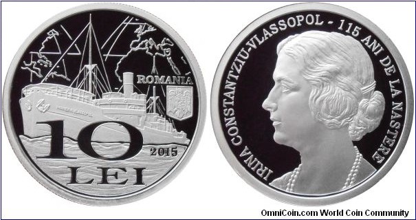 10 Lei - 115th anniversary of the birth of Irina Constantziu-Vlassopol - 31.1 g 0.999 silver Proof - mintage 250 pcs only !