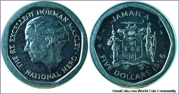 Jamaica5Dollars-km163-1996