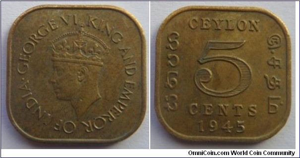 Ceylon 5 Cents