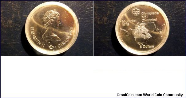 .925 Silver 1973-1976 Canada 5 Dollars KM#85 Montreal Olympics Map Bu

Specifications

Composition: Silver

Fineness: 0.9250

Weight: 24.3000g

ASW: 0.7226oz

Diameter: 38mm
Design

Obverse: Young bust right, small maple leaf below, date at right

Reverse: North American map, denominaton below

Reverse Designer: Georges Huel
Notes

Subject: 1976 Montreal Olympics

Ruler: Elizabeth II

Note:  Series I. 
