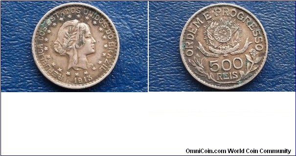 .900 Silver 1913 Brazil 500 Reis KM# 512 Liberty Head Nice Original Toned Go Here:

http://stores.ebay.com/Mt-Hood-Coins