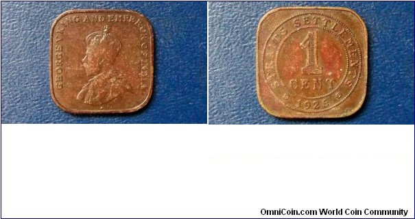 1926 Straits Settlements 1 Cent Coin:

Nice Circulated
Last Year of This Issue
Square
King George V Go Here:

http://stores.ebay.com/Mt-Hood-Coins

SOLD !!!!