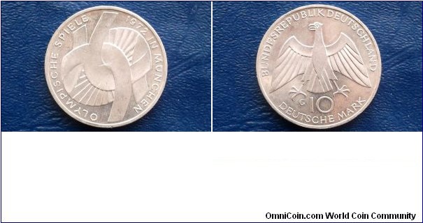 Sold !! Silver 1972-G Germany Federal Republic 10 Mark Munich Olympics Knot Nice BU Go Here:

http://stores.ebay.com/Mt-Hood-Coins