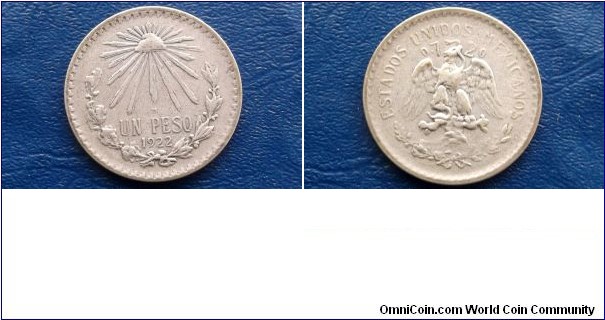 Sold !! Silver 1922 Mexico Peso Cap & Rays Very Nice Toned Circ 34mm Coin Go Here:

http://stores.ebay.com/Mt-Hood-Coins