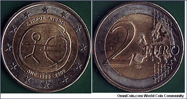 Cyprus 2009 2 Euros.

10 Years of the European Monetary Union.