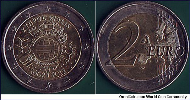Cyprus 2012 2 Euros.

10 Years of the Euro.