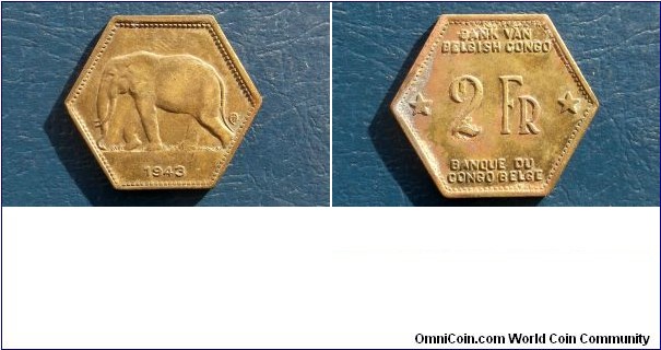 Sold !! 1943 Belgian Congo 2 Francs KM#25 African Elephant 1 Year Type Very Nice Go Here:

http://stores.ebay.com/Mt-Hood-Coins 