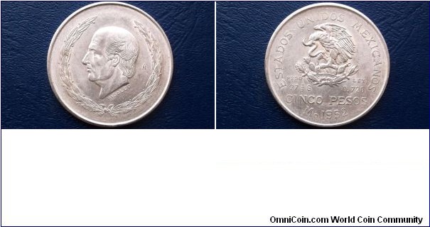 1952 Mexico 5 Pesos Coin:

Hidalgo Issue
Nice High Grade
Large 40mm Silver Crown Go Here:

http://stores.ebay.com/Mt-Hood-Coins