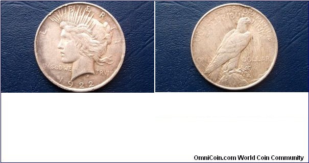 900 Silver 1922 Peace Dollar Eagle Toned Circ Classic Go Here: http://stores.ebay.com/Mt-Hood-Coins