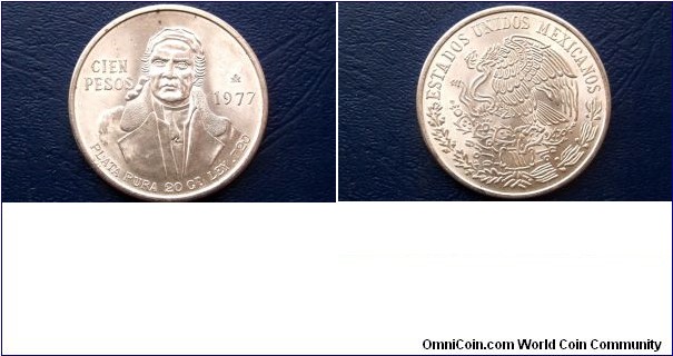 720 Silver 1977 Mexico 100 Cien Pesos KM# 483.2 Eagle Nice High Grade 
Go Here:

http://stores.ebay.com/Mt-Hood-Coins