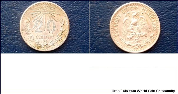 Silver 1941 Mexico 20 Centavos Eagle & Snake Nice Circulated 
Go Here:

http://stores.ebay.com/Mt-Hood-Coins