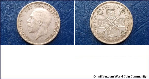 Silver 1935 Great Britain Florin 2 Shillings George V Nice Toned Circ 
Go Here:

http://stores.ebay.com/Mt-Hood-Coins
