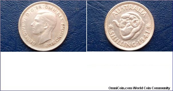 Silver 1941 Australia Shilling Rams Head KM# 39 George VI Nice Circ Go Here: http://stores.ebay.com/Mt-Hood-Coins 
