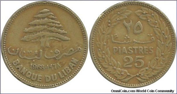 Lebanon 25 Piastres 1968
