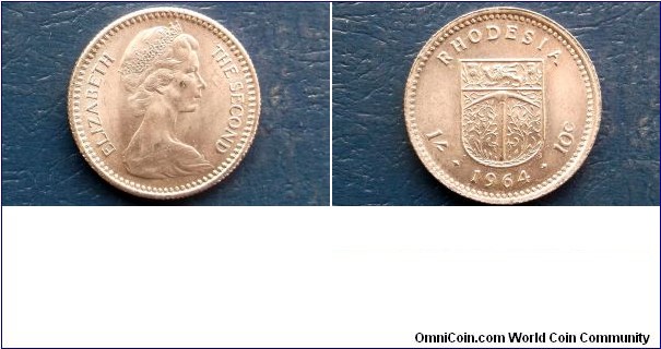 Sold !! 1964 Rhodesia Shilling = 10 Cents KM# 2 Shield Type Nice Choice BU Coin 
Go Here:

http://stores.ebay.com/Mt-Hood-Coins 