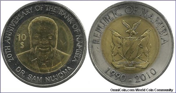 Namibia 10 Dollars ND(2010) - President Dr.Sam Nujoma
