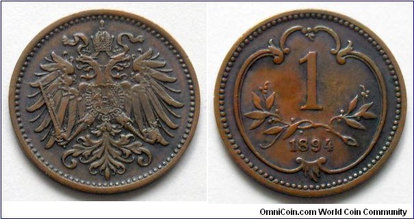 Austro-Hungarian Monarchy 1 heller.
1894