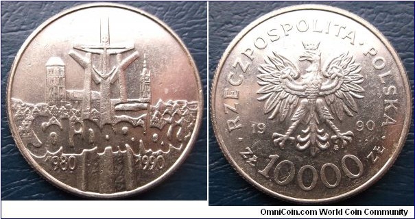 1990 Poland 10000 Zlotych 10th Anniv of Solidarity 29.5mm High Grade Coin Go Here:

http://stores.ebay.com/Mt-Hood-Coins