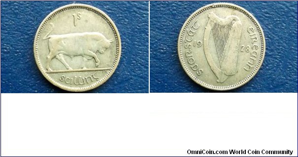 Silver 1928 Ireland Republic 1 Shilling KM#6 Bull & Harp Popular 1st Year Go Here:

http://stores.ebay.com/Mt-Hood-Coins