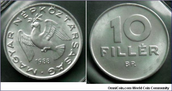 Hungary 10 filler from 1988 annual coin set.