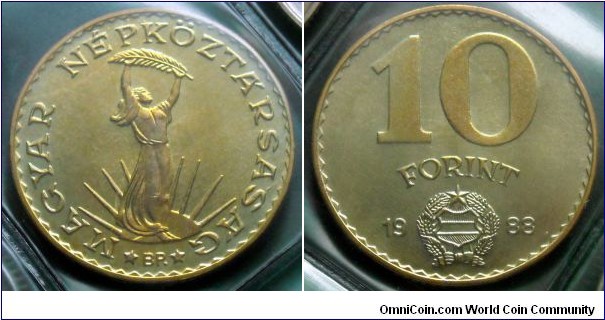 Hungary 10 forint from 1988 annual coin set.