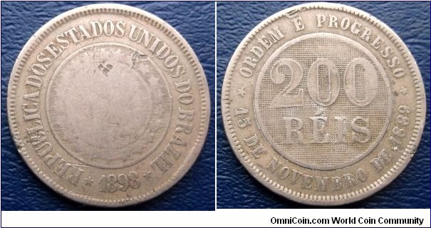 1898 Brazil 200 Reis KM#493 Stars Type Nice Large 32.5mm Circulated Coin Go Here:

http://stores.ebay.com/Mt-Hood-Coins

